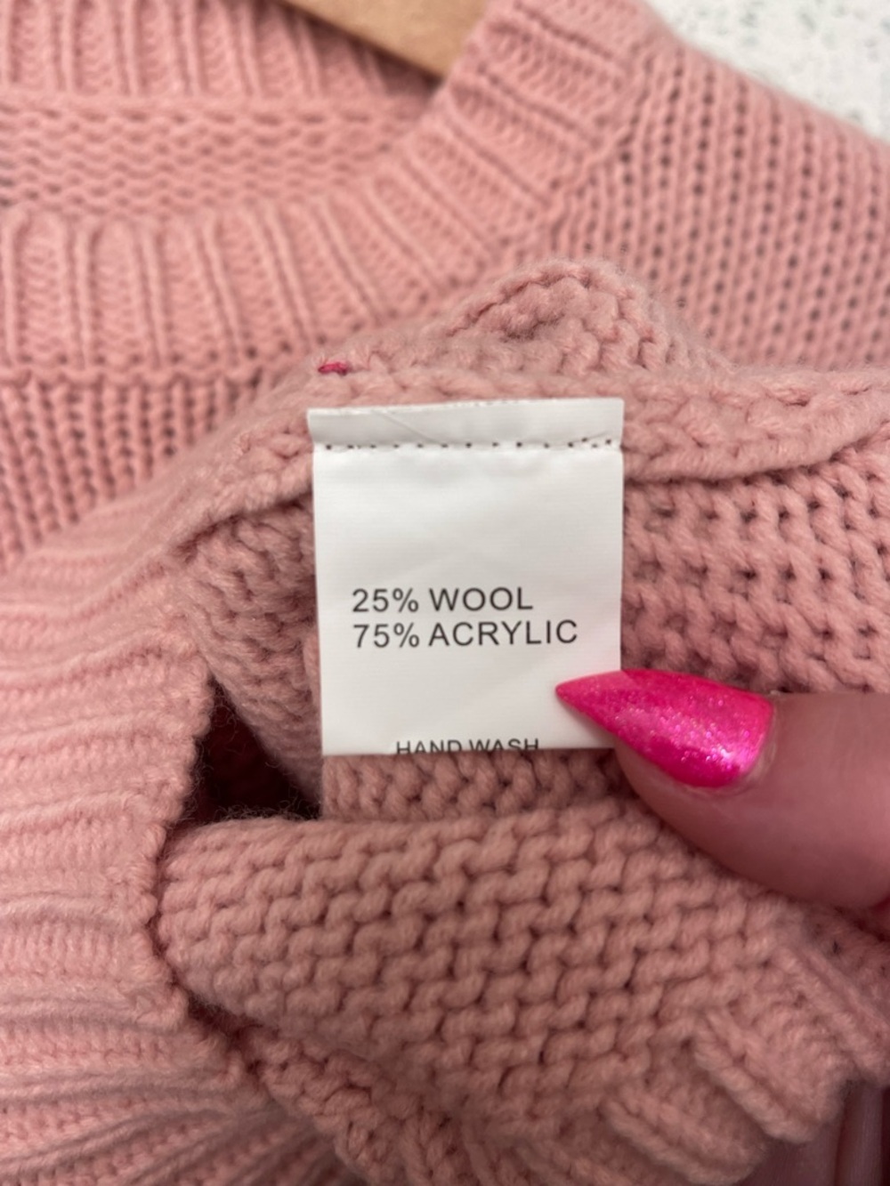 Relaxed Crewneck Wool blend Sweater in Soft Pink - Picture 3 of 3